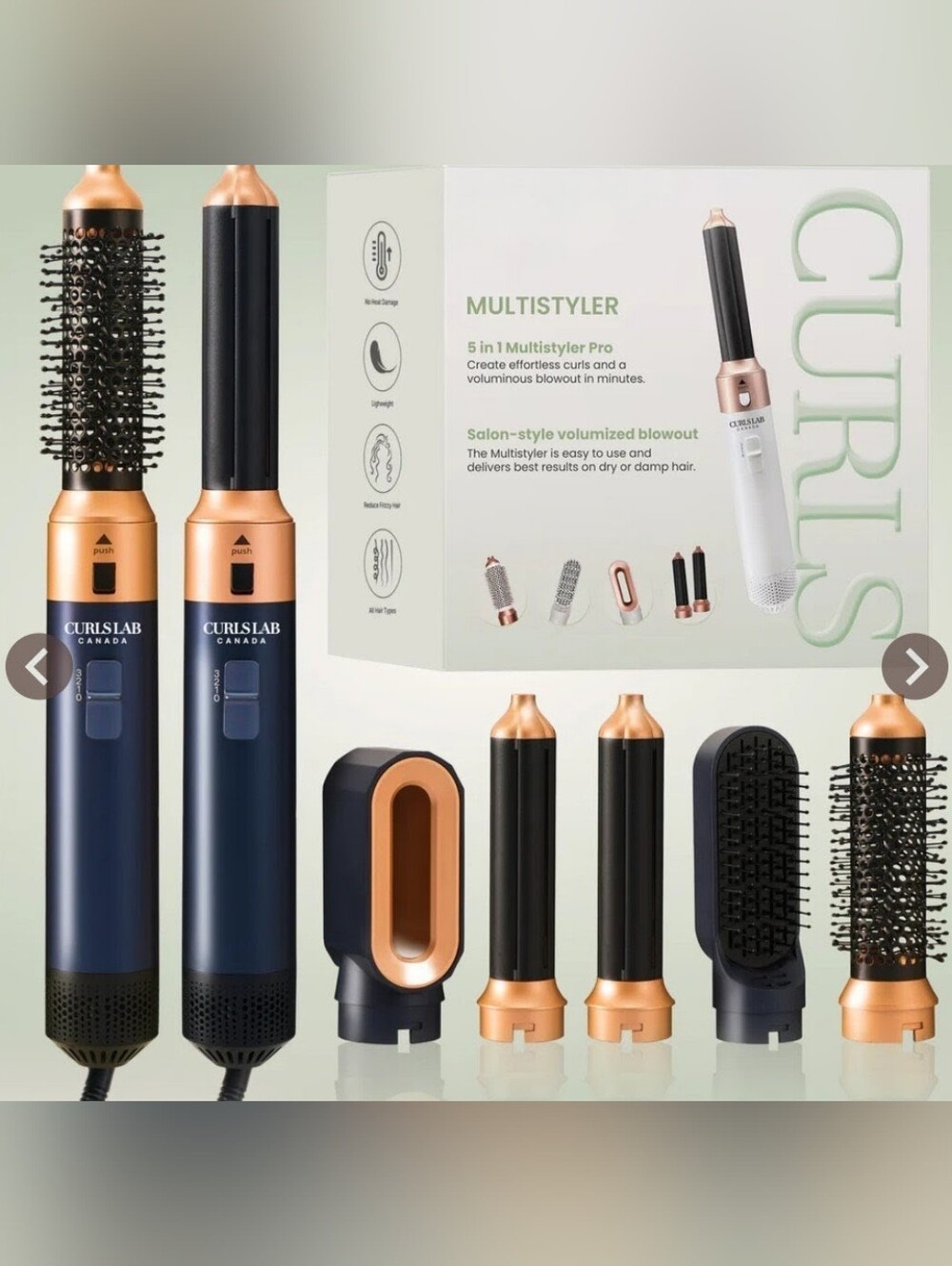 🤎PREMIUM Hot Air 5 In 1 PRO Styler Set - Navy & Rose Gold Plus Leather Case!